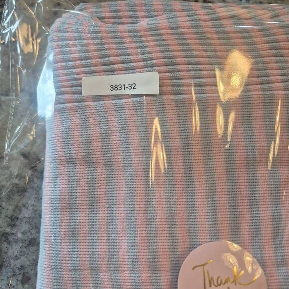 Fabric, Pastel Blue & Pink Striped Tube Cotton Spandex Knit 19" tube x 39", Vint - Picture 4 of 5